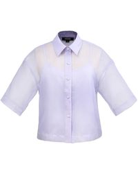 Smart and Joy - Short Sleeves Flaps Organza Shirt -light Blue - Lyst