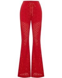 Pcfg - The Broderie Anglaise Edit High Rise Embroidered Flare Pants - Lyst