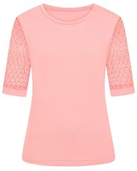 Sophie Cameron Davies - Coral Cotton Lace Sleeve T-shirt - Lyst