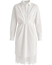 Paisie - Two-Piece Shirt Dress Set With Lace Underlay And Waist Cut Outs - Lyst