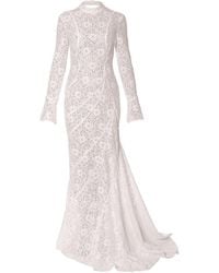 AGGI by HALEWSKI - Cameron Off Lace Maxi Dress With A Fishtail Train - Lyst