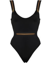 ANTONINIAS - Ripple One-piece Swimwear With Decorative Zips In Black - Lyst