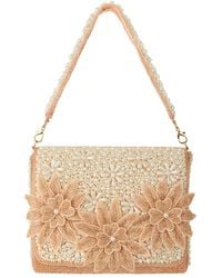 Pode - Eleanor Pearl & Champagne Beaded Floral Elegant Evening Bag - Lyst