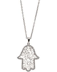 Ebru Jewelry - Spiral Design Hamsa Sterling & Diamond Necklace - Lyst