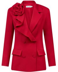 Sour Figs - Rose-Detail Double-Breasted Blazer - Lyst