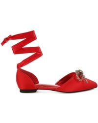 Rag & Co - Simina Rhinestone Detail Bow Flat Sandals - Lyst