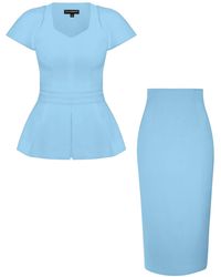Tia Dorraine - Short-Sleeved Fitted Top & Skirt Set, Light - Lyst