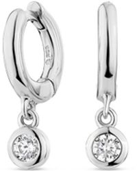 SALLY SKOUFIS - Minx Solitaire Huggie Earrings With Made Cz Diamond Stimulant - Lyst
