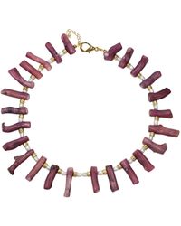 By Virgo - Camellia Coral & Pearl Beaded Necklace - Lyst