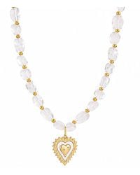 Ormiro - Telos Heart Clear Quartz Beaded Necklace - Lyst