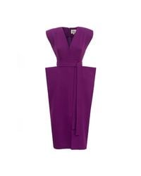 Julia Allert - Fashion Midi Dress With Belt And Bold Shoulders - Lyst