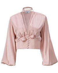 Lita Couture - Ample-Sleeve Satin Top - Lyst