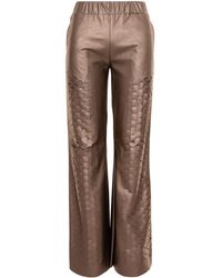 Silvia Serban - Neutrals Laser Cut Bronze Pants - Lyst
