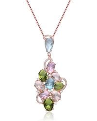 Genevive Jewelry - Multicolored Cubic Zirconia Shaped Pendant Plated Sterling Necklace - Lyst