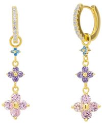 Spero London - Pastel Clovers Pave Drop Earrings - Lyst