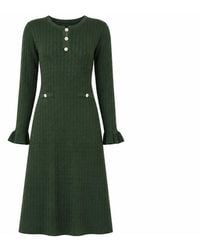 Yumi' - Viscose Knitted Midi Dress With Buttons - Lyst