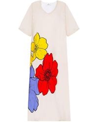 DHARA SHETH DUBAI - No Three Floral Art Long Cotton Kaftan Dress - Lyst