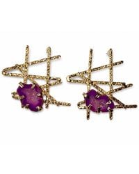 By Ozge - Sacred Lines Natural Agate Plated Statement Earrings - Lyst