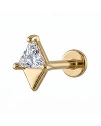 Zahav Jewelry - 14K Solid 18G 8Mm Triangle Cz Internally Threaded Flat Back Stud - Lyst