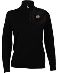 House of Laines London - Laines Couture Quarter Zip Jumper With Embellished Corsage - Lyst