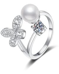 Angel Barocco - Butterfly Freshwater Pearl Diamond Ring - Lyst