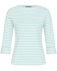 Marianna Déri - Top With Boat Neckline Mint Cream Striped - Lyst
