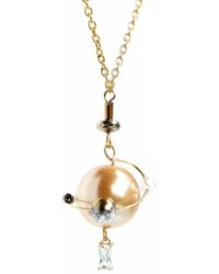 I'MMANY LONDON - In My Orbit Pearl & Crystal Charm Necklace - Lyst