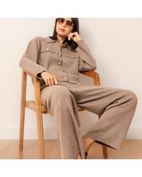 Bel Cashmere - Erin Cashmere And Wool Tan Pants - Lyst