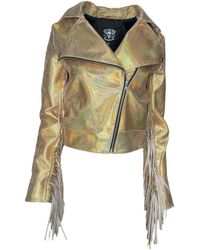 Any Old Iron - Iridescent Glimmer Leather Fringe Moto - Lyst