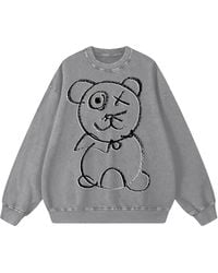 X Ilona Blue - Graffiti Teddy Bear Vintage Washed Cotton Platinum Crewneck - Lyst