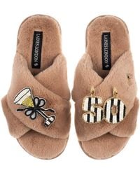 Laines London - Classic Laines Slippers With Stripe 50Th Birthday & Glass Of Champagne Brooches - Lyst