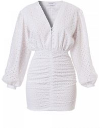 AGGI by HALEWSKI - Trudy Mini Lace Dress With Long Baloon Sleeves - Lyst