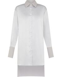 Sour Figs - Oversized Asymmetric High Low Satin Shirt Dress - Lyst
