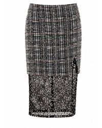 Miro Misljen - City Grid Lace-Pane Skirt - Lyst