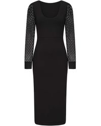 Sophie Cameron Davies - Lace Sleeve Jersey Midi Dress - Lyst