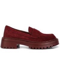 Rag & Co - Honora Suede Chunky Loafers In Burgundy - Lyst