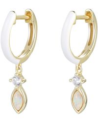 KAMARIA - Enamel Opal Huggie Earrings - Lyst
