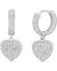 SHYMI - Pave Heart Dangling Earrings - Lyst