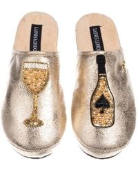 Laines London - Softie Slippers With The Ace Of Champagne Brooches - Lyst