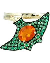 Artisan - 18K Manta Ray-Inspired Fire Opal & Tsavorite Ring - Lyst