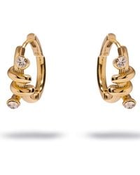 Ebru Jewelry - Love Knot Diamond & Huggies Hoop Earrings - Lyst