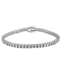 Diamonbliss - Classic Three Millimeter Princess Cut Tennis Bracelet, Platinum - Lyst