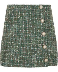 Sour Figs - Pearl-Button Metallic Thread Bouclé Tweed Mini Skirt - Lyst