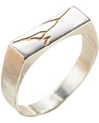 Posh Totty Designs - Sterling Silver Rectangle Kintsugi Signet Ring - Lyst
