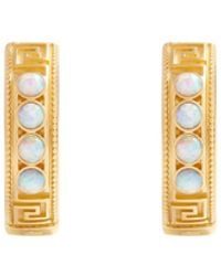 Karma and Luck - Endless Glow Opal Greek Key Hoop Earrings - Lyst