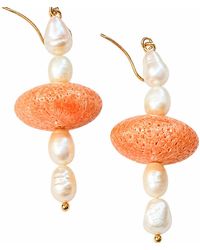 Way to Chic - Large Coral & Freshwater Pearl Earrings - Lyst