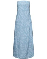 NUAJE NUAJE - Rhea Strapless Midi Linen Dress - Lyst