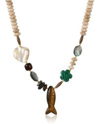 Ormiro - Lucky Fish Mixed Stone Necklace - Lyst