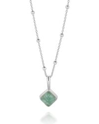 Nellou Jewellery - Diamond Aquamarine Necklace Birthstone March Sterling - Lyst