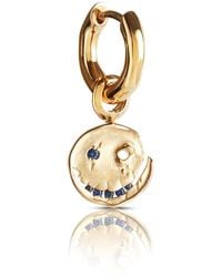 Kasun - Smile Hoop Earrings – September – Sapphire – Plated - Lyst